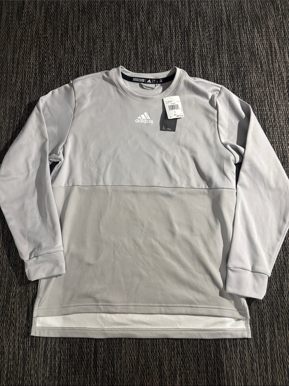 Adidas Team Issue Crew Sweatshirt Athletic Pullover Two Tone Grey Size Large NEW